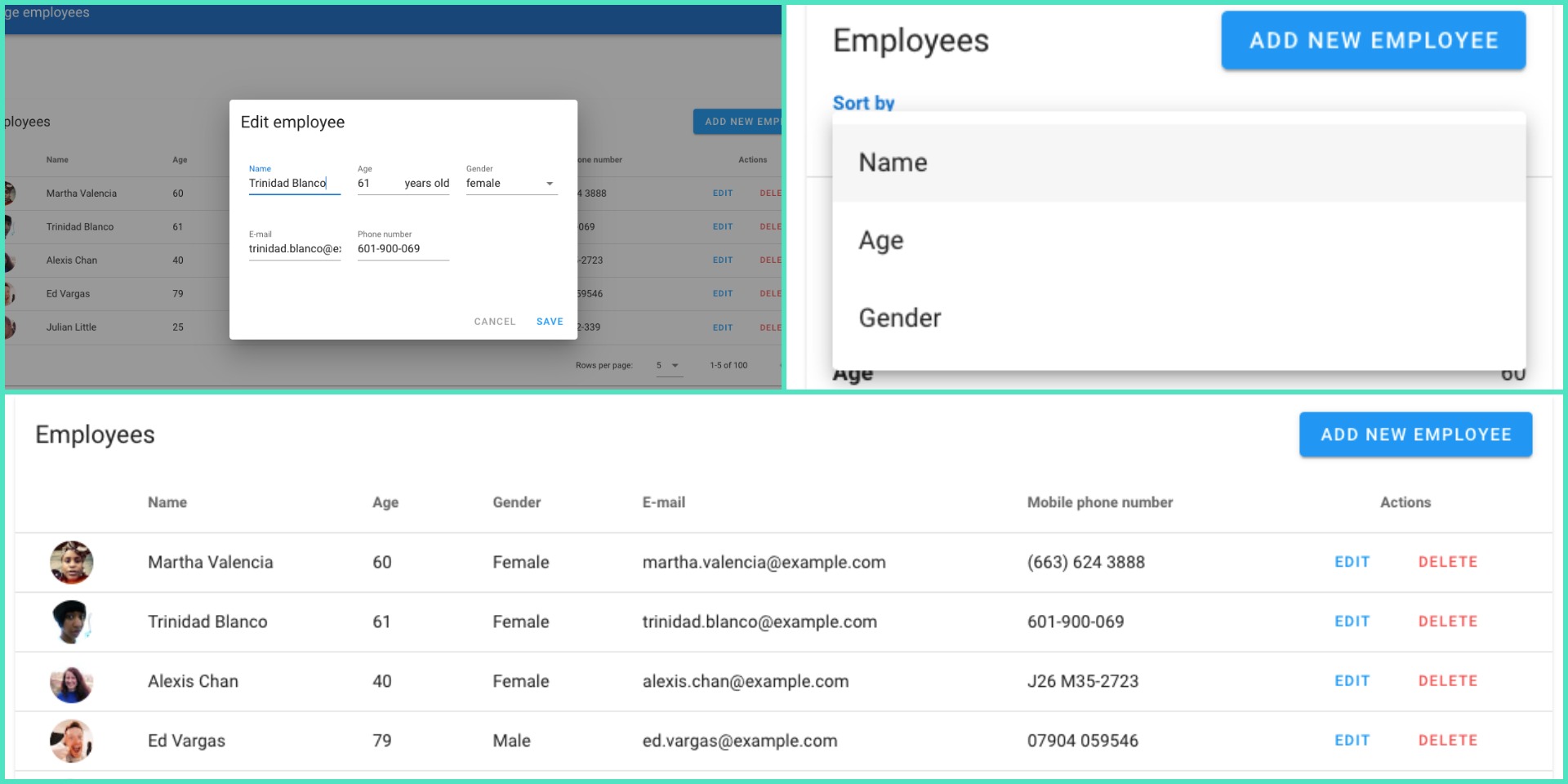 Preview image of Manage employees dashboard